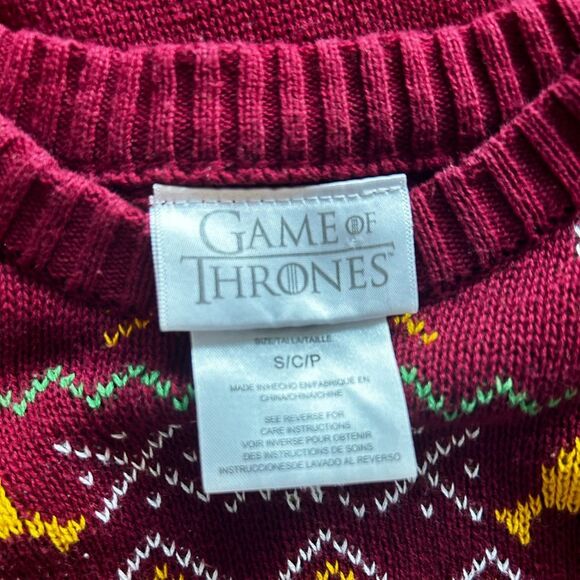Game Of Thrones Small "I Drink And I Know Things" Knit Sweater Cotton Red - Picture 4 of 4